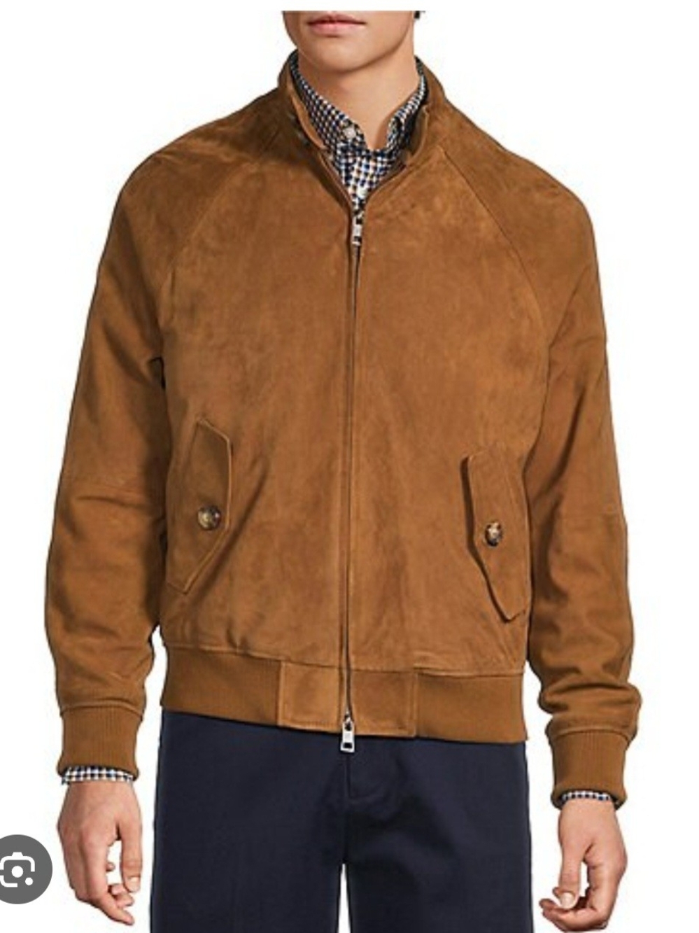 Roundtree & Yorke Big & Tall The Hero Harringto Suede  Jacket - Brown